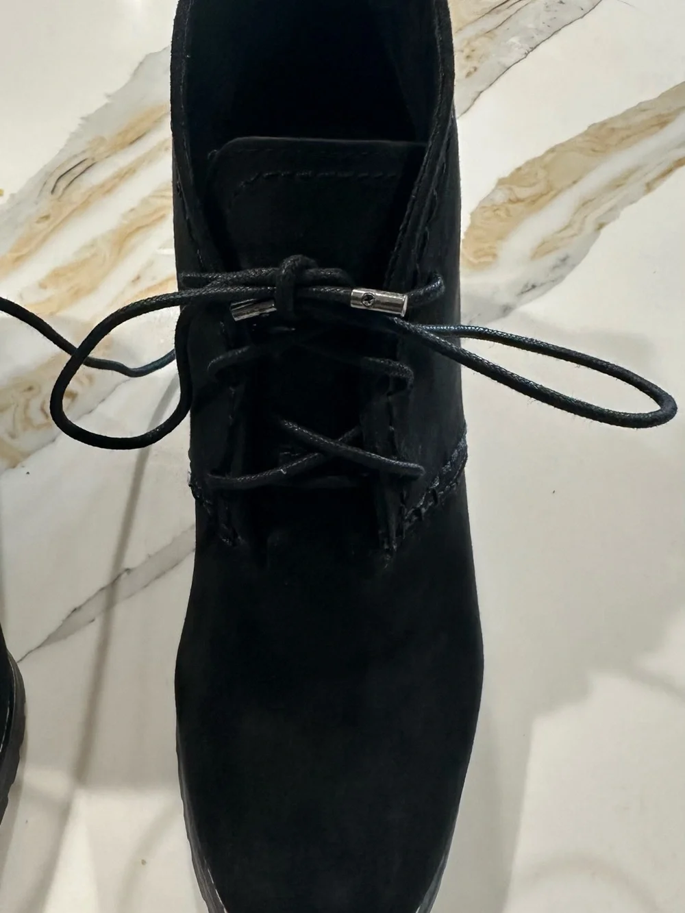 SO Black Lace-Up Wedge Ankle Booties